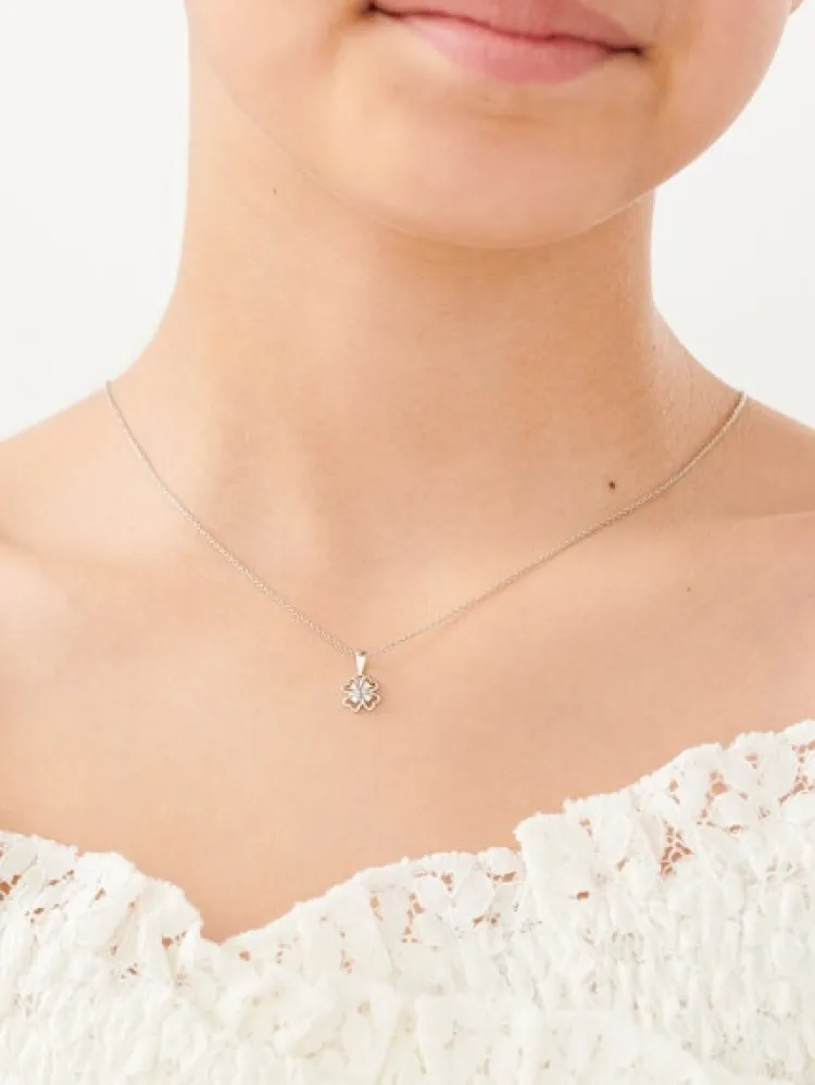 Apart Zawieszka z białego złota z diamentami - koniczyna - 0,02 ct - próba 585< Zawieszki
