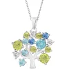 New Apart Zawieszka z białego złota z diamentami, peridotami i topazami - drzewko - próba 585