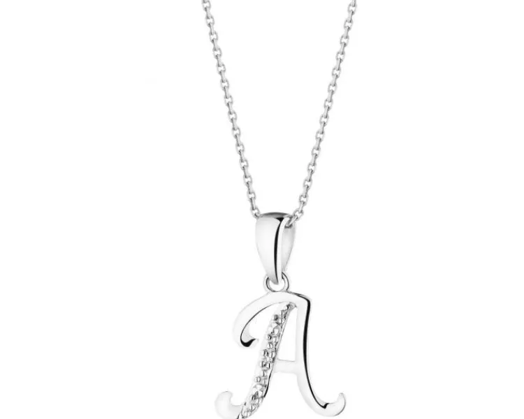 Apart Zawieszka z białego złota z diamentem - litera A - 0,003 ct - próba 585< Zawieszki