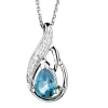 New Apart Zawieszka z białego złota z diamentem i topazem London Blue - próba 375