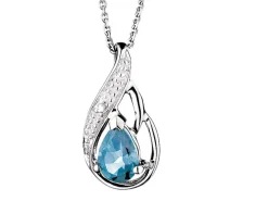 New Apart Zawieszka z białego złota z diamentem i topazem London Blue - próba 375