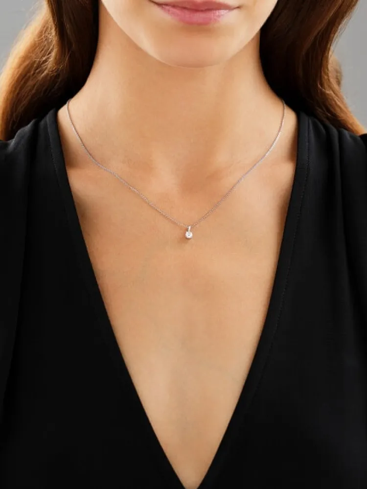 Clearance Apart Zawieszka z białego złota z brylantem laboratoryjnym - 0,25 ct - próba 585