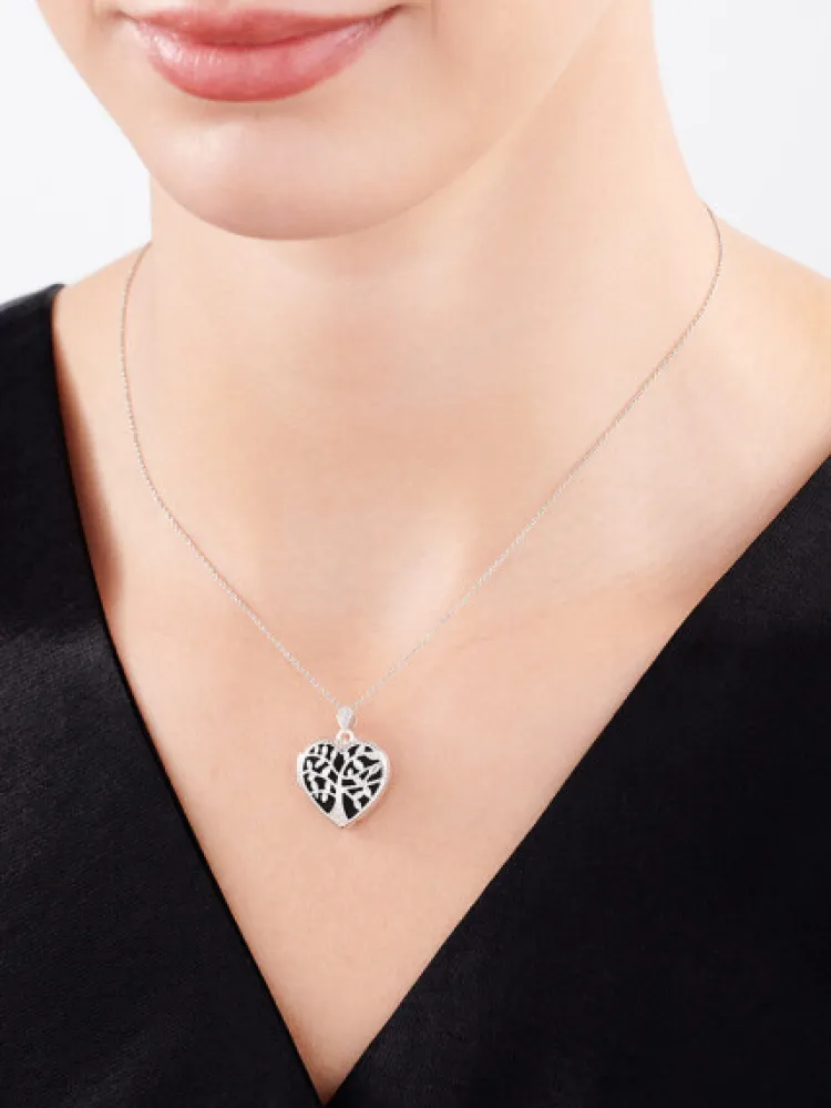Discount Apart Zawieszka z białego złota z diamentem - puzderko - serce, drzewko - 0,005 ct - próba 585
