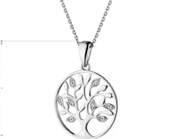 Outlet Apart Zawieszka z białego złota z diamentami - drzewko - 0,01 ct - próba 375