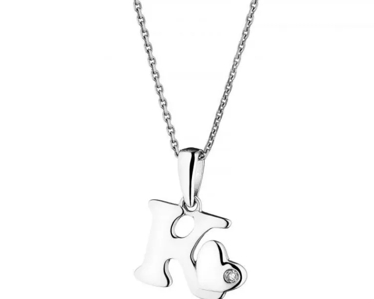 Hot Apart Zawieszka z białego złota z diamentem - litera K - 0,004 ct - próba 585