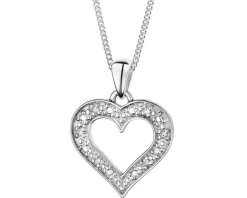 Apart Zawieszka z białego złota z diamentami - serce - 0,02 ct - próba 375< Zawieszki
