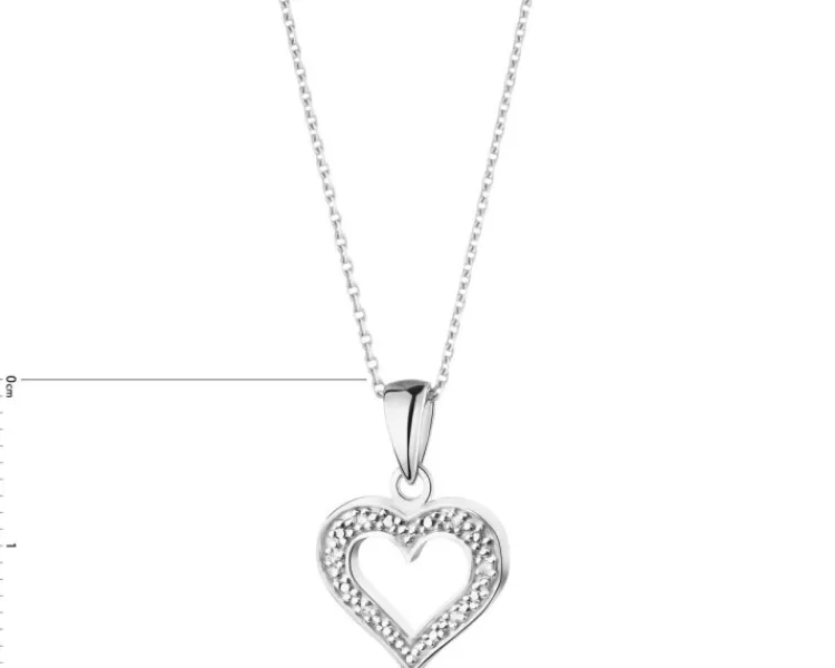 Apart Zawieszka z białego złota z diamentami - serce - 0,02 ct - próba 375< Zawieszki