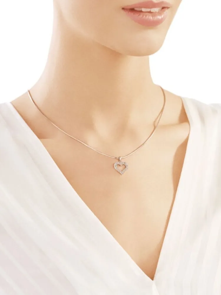 Apart Zawieszka z białego złota z diamentami - serce - 0,02 ct - próba 375< Zawieszki