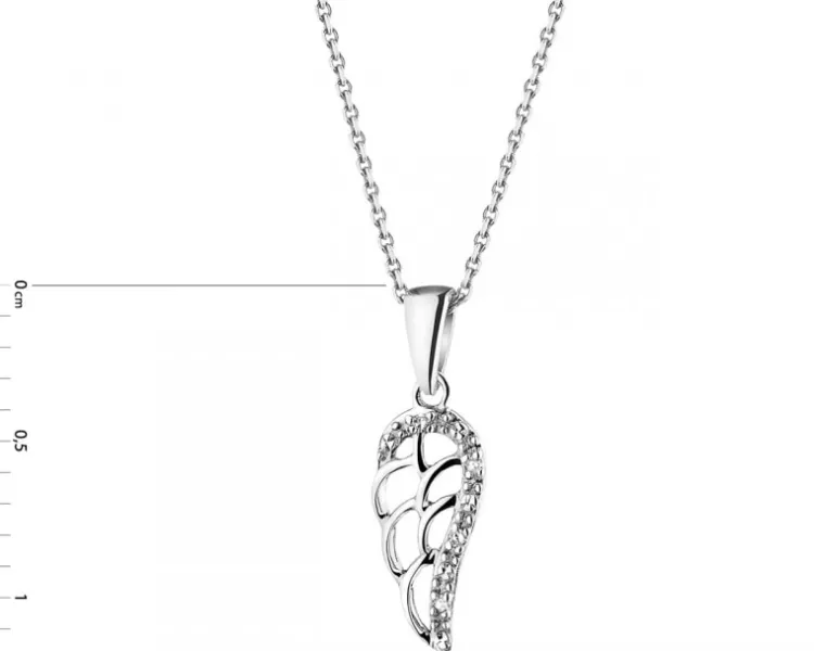 Outlet Apart Zawieszka z białego złota z diamentami - skrzydło - 0,01 ct - próba 375