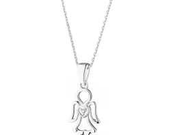 Apart Zawieszka z białego złota z diamentem - aniołek, serce - 0,004 ct - próba 585< Zawieszki