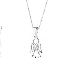 Apart Zawieszka z białego złota z diamentem - aniołek, serce - 0,004 ct - próba 585< Zawieszki