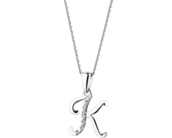 Apart Zawieszka z białego złota z diamentem - litera K - 0,003 ct - próba 585< Zawieszki