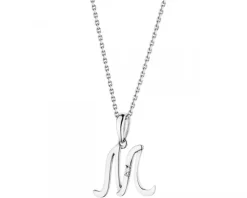Apart Zawieszka z białego złota z diamentem - litera M - 0,004 ct - próba 585< Zawieszki