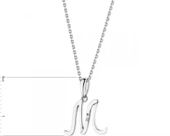 Apart Zawieszka z białego złota z diamentem - litera M - 0,004 ct - próba 585< Zawieszki