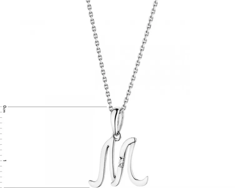 Apart Zawieszka z białego złota z diamentem - litera M - 0,004 ct - próba 585< Zawieszki