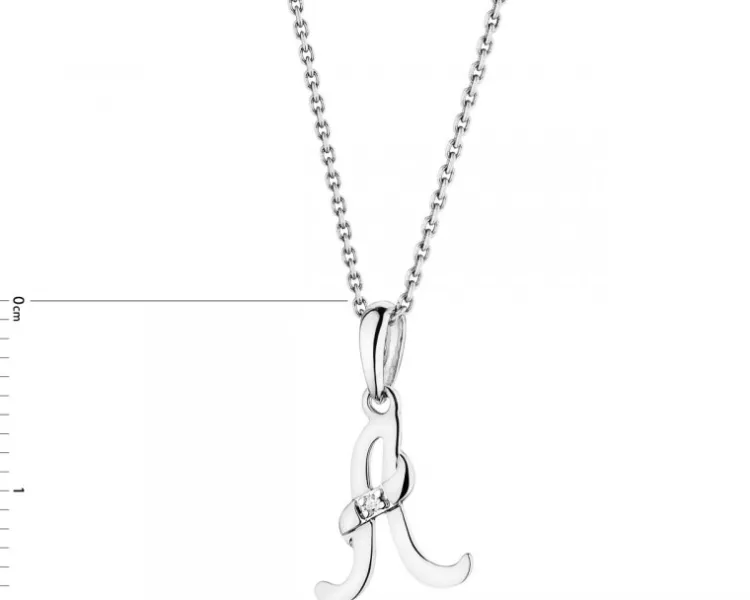 Apart Zawieszka z białego złota z diamentem - litera A - 0,004 ct - próba 585< Zawieszki