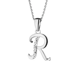 Apart Zawieszka z białego złota z diamentem - litera R - 0,003 ct - próba 585