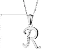 Apart Zawieszka z białego złota z diamentem - litera R - 0,003 ct - próba 585