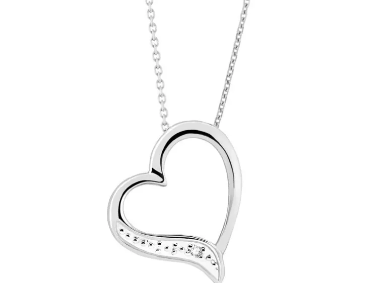 Sale Apart Zawieszka z białego złota z diamentem - serce - 0,005 ct - próba 375