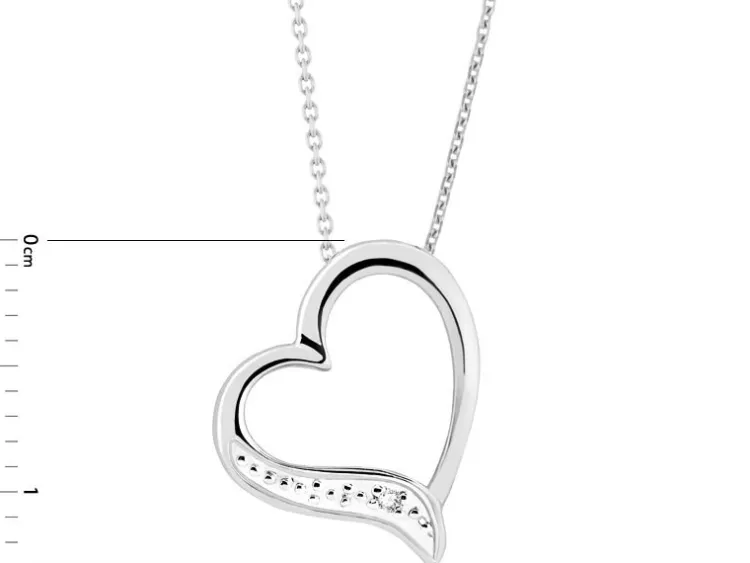 Sale Apart Zawieszka z białego złota z diamentem - serce - 0,005 ct - próba 375