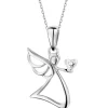 Hot Apart Zawieszka z białego złota z diamentem - aniołek, serce - 0,003 ct - próba 375