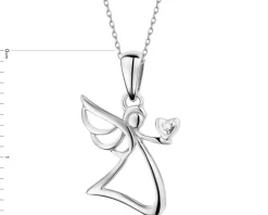 Hot Apart Zawieszka z białego złota z diamentem - aniołek, serce - 0,003 ct - próba 375
