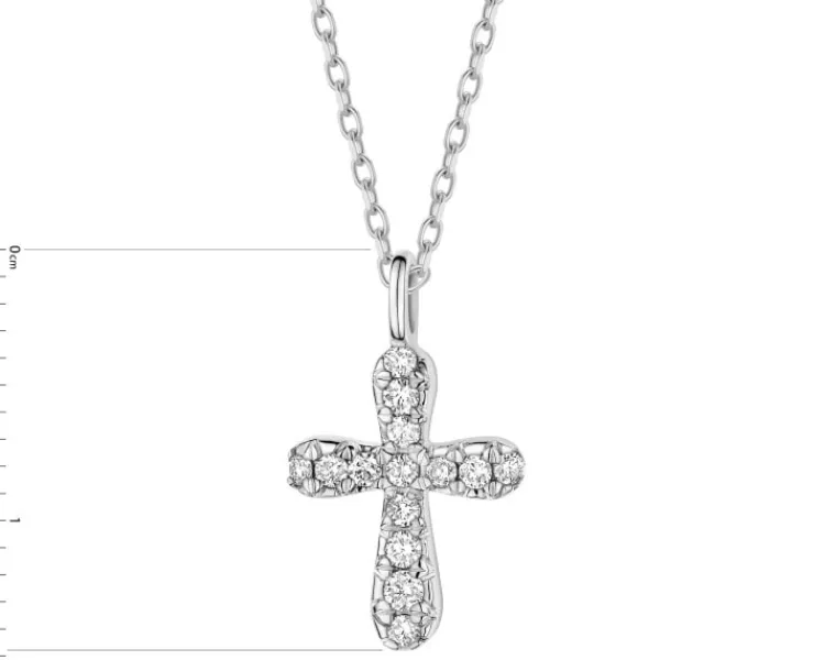 Apart Zawieszka z białego złota z brylantami - krzyż - 0,12 ct - próba 585< Wszystkie