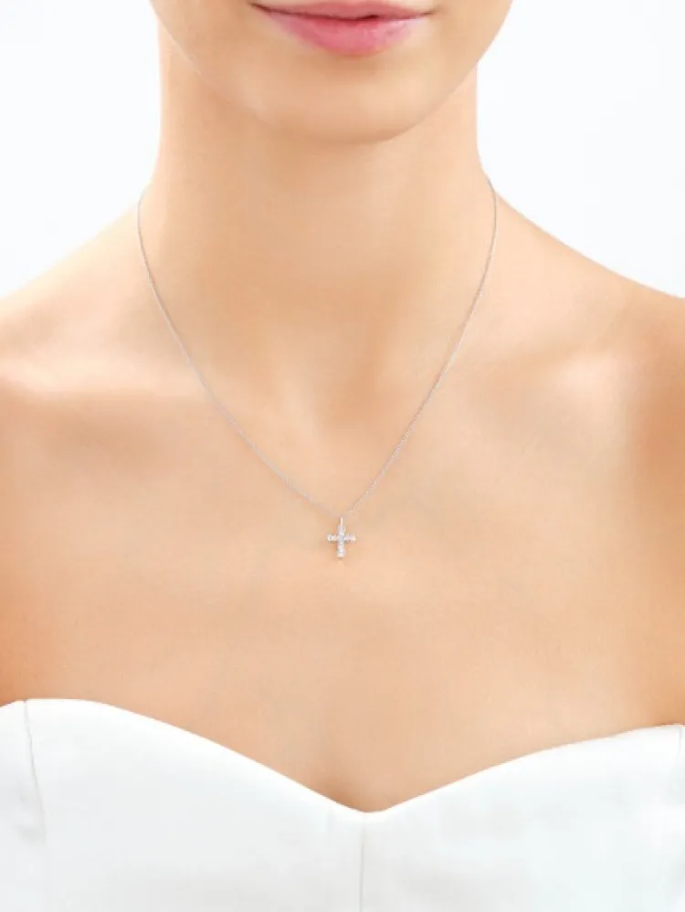 Apart Zawieszka z białego złota z brylantami - krzyż - 0,12 ct - próba 585< Wszystkie