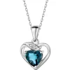 Hot Apart Zawieszka z białego złota z diamentami i topazem London Blue - serce - próba 375