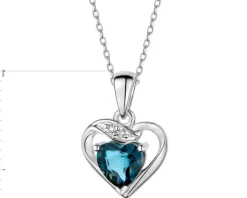 Hot Apart Zawieszka z białego złota z diamentami i topazem London Blue - serce - próba 375