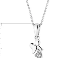 Apart Zawieszka z białego złota z diamentem - aniołek - 0,003 ct - próba 585< Zawieszki