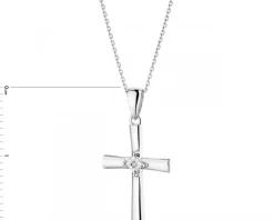 Apart Zawieszka z białego złota z diamentem - krzyż - 0,003 ct - próba 375< Zawieszki