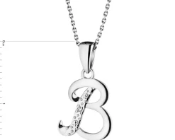 Apart Zawieszka z białego złota z diamentem - litera B - 0,003 ct - próba 585< Zawieszki
