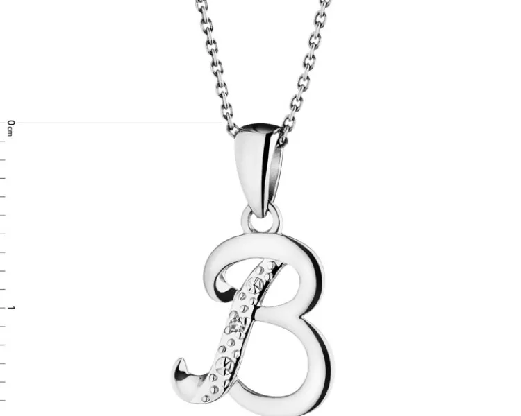 Apart Zawieszka z białego złota z diamentem - litera B - 0,003 ct - próba 585< Zawieszki