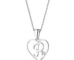 Apart Zawieszka z białego złota z diamentem - litera P, serce - 0,005 ct - próba 585< Zawieszki