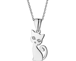 New Apart Zawieszka z białego złota z diamentami - kot - 0,007 ct - próba 585