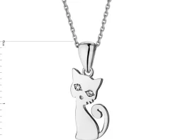 New Apart Zawieszka z białego złota z diamentami - kot - 0,007 ct - próba 585