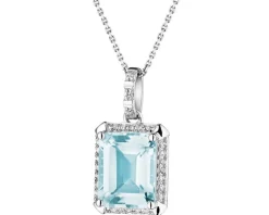 Apart Zawieszka z białego złota z diamentami i topazem Sky Blue - próba 585< Zawieszki