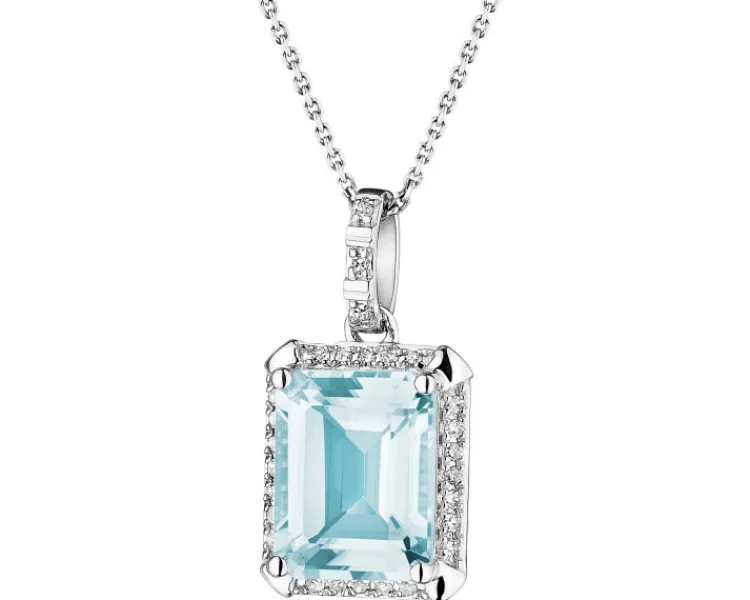Apart Zawieszka z białego złota z diamentami i topazem Sky Blue - próba 585< Zawieszki