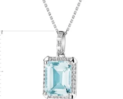 Apart Zawieszka z białego złota z diamentami i topazem Sky Blue - próba 585< Zawieszki