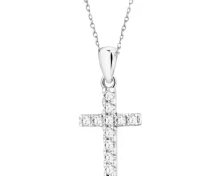 New Apart Zawieszka z białego złota z brylantami laboratoryjnymi - krzyż - 0,18 ct - próba 585
