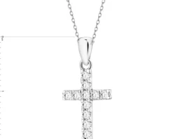 New Apart Zawieszka z białego złota z brylantami laboratoryjnymi - krzyż - 0,18 ct - próba 585