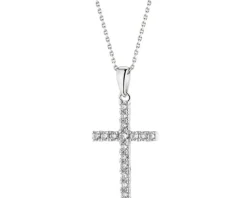 Apart Zawieszka z białego złota z brylantami - krzyż - 0,25 ct - próba 585< Zawieszki