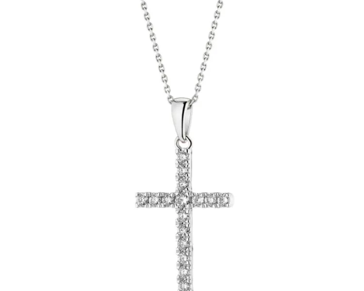 Apart Zawieszka z białego złota z brylantami - krzyż - 0,25 ct - próba 585< Zawieszki