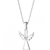 Apart Zawieszka z białego złota z diamentem - aniołek, serce - 0,003 ct - próba 585< Zawieszki