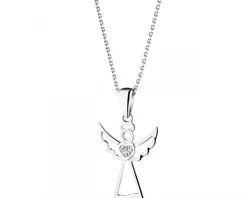 Apart Zawieszka z białego złota z diamentem - aniołek, serce - 0,003 ct - próba 585< Zawieszki