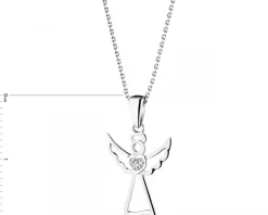Apart Zawieszka z białego złota z diamentem - aniołek, serce - 0,003 ct - próba 585< Zawieszki