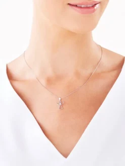 Apart Zawieszka z białego złota z diamentem - aniołek, serce - 0,003 ct - próba 585< Zawieszki