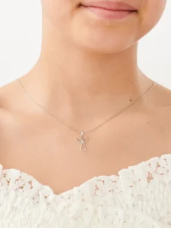 Apart Zawieszka z białego złota z diamentem - aniołek, serce - 0,003 ct - próba 585< Zawieszki