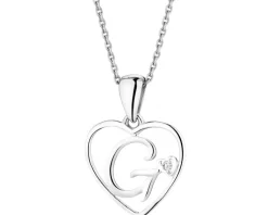 Clearance Apart Zawieszka z białego złota z diamentem - litera G, serce - 0,005 ct - próba 585